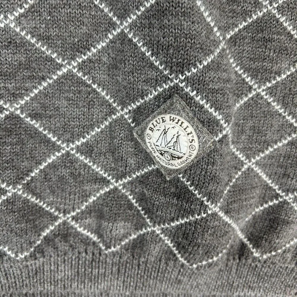 Blue Willi's Sweater Pullover Knit Mens S Gray Wool Cotton Grandpa henley‎